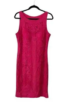 Sue Wong Embroidered Lace Sleeveless Sheath Mini Dress Size 14