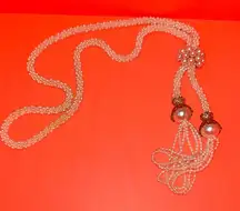 Elegant Pearl Beaded‎ Necklace Lariat Adjustable Faux Pearls