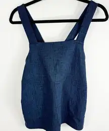 Madewell Womens Texturned Tank Top Blouse Navy Blue Crossover Straps Medium