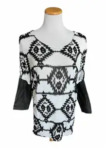 Womens H&M Divided Aztec Faux Leather Top - Sz M