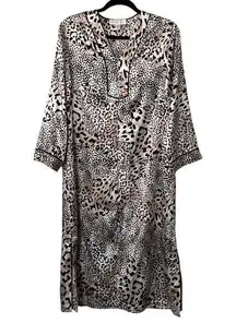 Oscar de la Renta Pink Label 90's Vintage Caftan Dress Animal Print Loungewear S