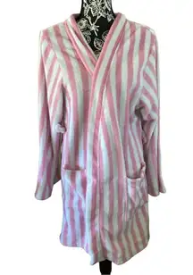 PJ Couture Striped Fleece Bath Robe Sleepwear Pajamas