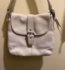 Vintage Coach Duffle Flap White Leather Crossbody /Shoulder bag