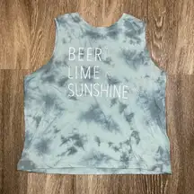 Womens  Blue Tie Dye Tank Top - L