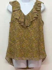 Rebecca Minkoff Carlisle Millefleurs Printed Sleeveless Ruffle Top Size Small