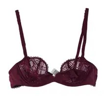 Simone Perele Burgundy Lace Balconette Bra US 32B FR 85B EUR 70B