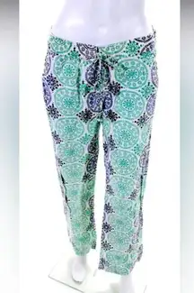 Colima print 100 % linen XS pant calypso St Barthes NWOT 289$ preppy coastal