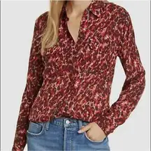 Equipment Femme button front collared dressy blouse shirt top slim fit XS