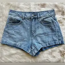 Playboy By PacSun Raining Bunnies Denim Mom Shorts