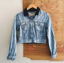 Jack Wills Cropped Denim Jacket with Corduroy Collar