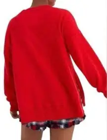 Aerie Women’s Sz L Red A‎ Little Naughty Cozy Good Vibes Oversized Sweatshirt