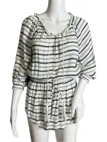Faithfull the Brand Romper Womens 2 White Navy Blue Striped Off Shoulder Casual‎