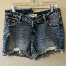 Cello Distressed Blue Jean Shorts With Uneven Waistbad