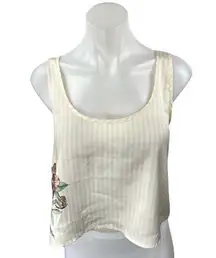 WeWoreWhat Cream Floral Striped Sleeveless Cami Camisole Crop Tank Top Size M