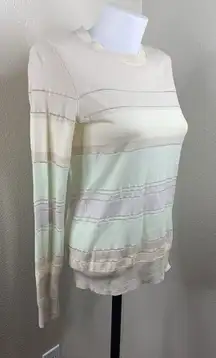 JASON WU Striped Merino Pastel Lightweight Pullover Sweater Wool Blend Sz M