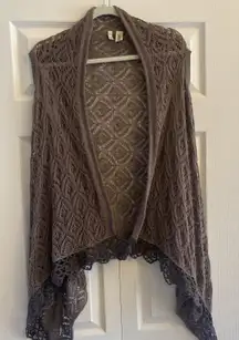 Moth Anthropologie Asymmetrical Brown One Size Cascade Cardigan Boho Festival