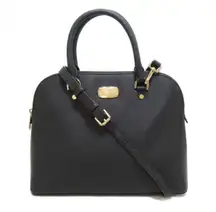 Cindy Dome Saffiano Satchel Black Size Medium