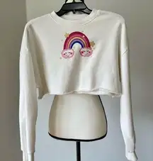 PacSun Rainbow Smiles Cropped Sweatshirt in a size extra small
