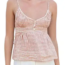 Women's Tan Gingham Y2K tank Top Size Medium!