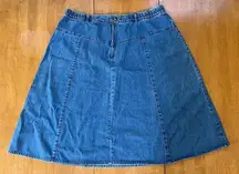 Orvis  Blue Classic Denim Midi Skirt A Line Boho Chic Retro Casual Flowy, Size XL