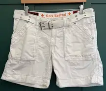 Y2K rock revival cargo shorts with embroidery and belt