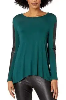 BCBGMAXAZRIA Bright Elm Combo Long‎ Sleeve Knit Top Size Medium