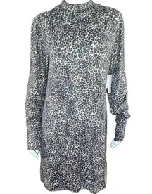 Abound  Cozy Mock Neck Long Sleeve Knit Dress Beige Layered Leopard Large NWT