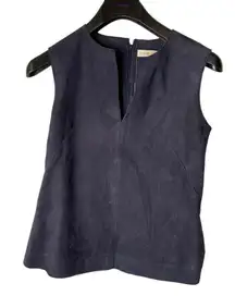Tory Burch Navy faux suede vest top blouse women's size 2
