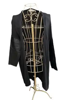 Zara black faux leather elbow open cardigan size medium