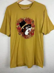 Buc-ee's Fall Thanksgiving Women’s T-shirt Size Large Yellow Pumpkin Pie