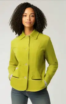 David Brooks Jacket Corduroy Lime Green Woman's Size Small Button‎ Up Retro