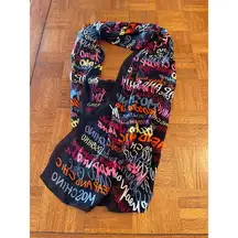 Vintage Moschino graffiti style “Cheap & Chic “ silk scarf