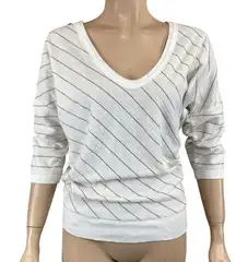 Juicy Couture White Gold Striped Terry Cloth Sweater Size P XS XSmall Stretch