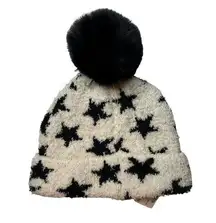 Jenni Beanie Cream with Black Star Pom New