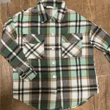 Flannel green shacket plaid jacket