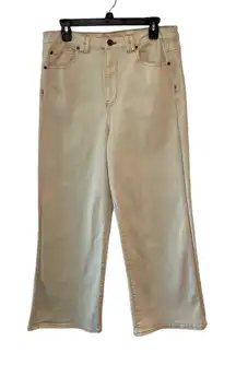 Soft Surroundings Ultimate Denim High Rise Xtra Wide Leg  Cream Sz 14 Boho Retro