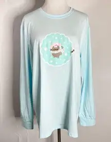 Pusheen Light Blue Holiday Themed Long Sleeve T Shirt Large NWT Winter 2021 Box