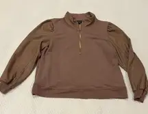 Brown Long Sleeve Pullover with Zipper