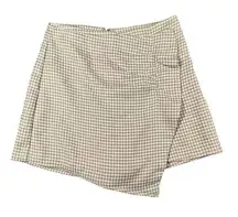 Pants Store Womens Small Beige Houndstooth Print Faux Wrap Skirt Skort NWT