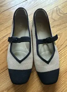 Vivaia Size 37.5 Tan Black Square-Toe Margot Mary-Jane Slip On Comfort 7