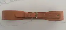 J. Crew Wide Leather Belt with Brass Buckle in Natural Tan Leather Size Small