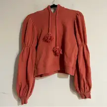 Ulla Johnson Sacha Puff Sleeve Tassel Pullover Hoodie Sweatshirt Rose Size Small