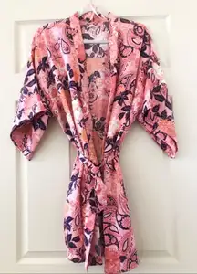 Pink Floral Kimono Robe