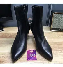 Calvin Klein KCGenteel Women's 9M Black Leather Stiletto Pointed Toe Ankle Boots