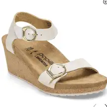 NEW Birkenstock Soley Ring-Buckle Nubuk Leather Wedge Sandals Women’s 38 (7-7.5)