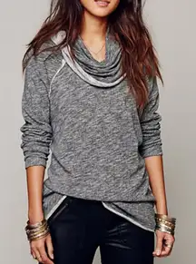 Free People FP Beach One Body Cocoon Cowl Neck Pullover Hoodie Heather Gray OS