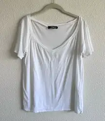 Reformation Women’s White Loose Fit V-Neck T-Shirt