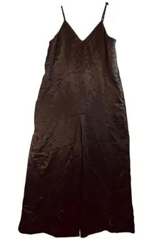 Athleta Calm Cool Jumpsuit L Black Cupro Wide Leg Strappy Minimalist Chic Flowy‎