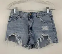 Rewash Super High Rise Heavily Distressed Raw Hem Shorts Size 3 Juniors