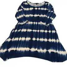 5th & Love szS blue & white tie dye shark bite hem 3/4 sleeves with pockets EUC